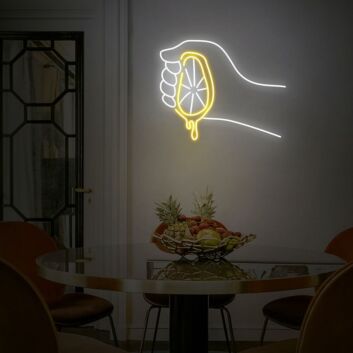 Hand Squeezing Lemon Slice LED Neon Sign