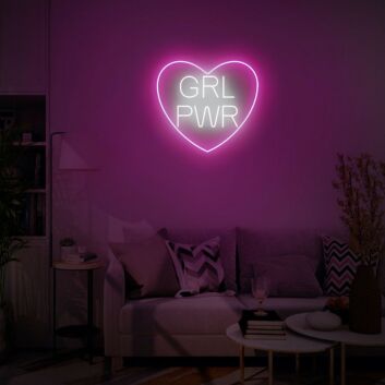 Grl Power With Heart Neon Sign empowers and inspires any space