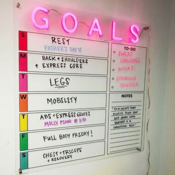 Goals Calendar Neon Sign keeps offices organized and motivated