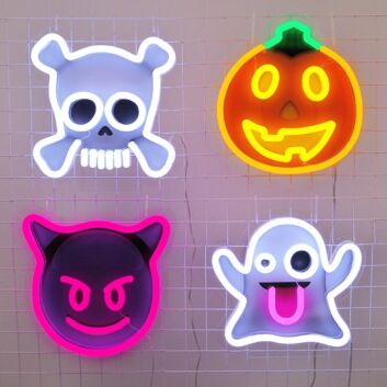 Halloween Emojis Neon Sign perfect for festive Halloween celebrations