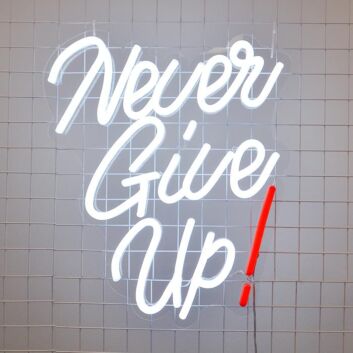 Never Give Up Neon Sign perfect for motivational office settings