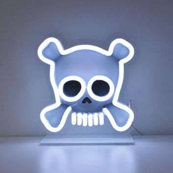 Skull and Crossbones LED Neon Sign for Halloween Decor