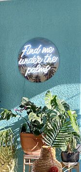 Find Me Under The Palms Neon Sign adds a tropical touch