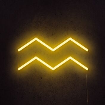 Aquarius Zodiac Symbol Yellow LED Neon Sign