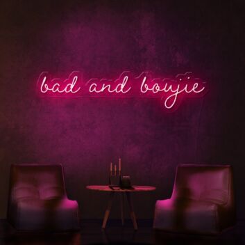 Bad and Boujie Yellow Script LED Neon Sign
