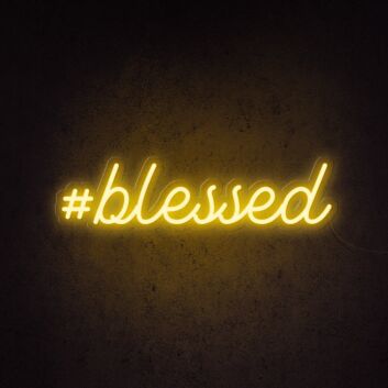 #Blessed Blue Script LED Neon Sign