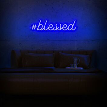 #Blessed Blue Script LED Neon Sign