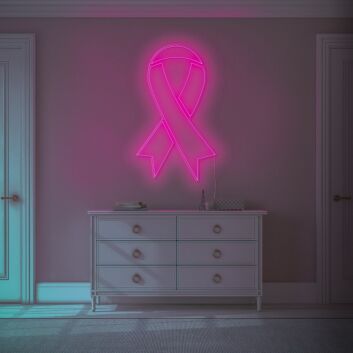 Breast Cancer Pink Ribbon Neon Sign shows support and awareness