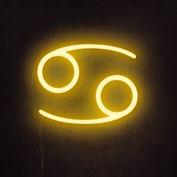 Cancer Zodiac Symbol Yellow LED Neon Sign
