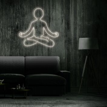 Meditating Person Outline LED Neon Sign for Yoga Rooms