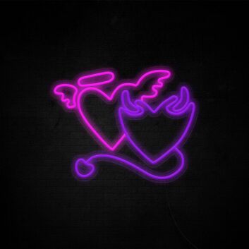 Angel And Demon In Love Heart Neon Sign for artistic and romantic decor