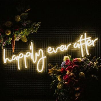 Happily Ever After Neon Sign perfect for weddings and romantic settings