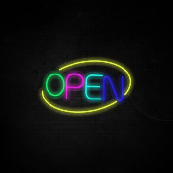 Oval Frame OPEN LED Neon Sign for Storefronts