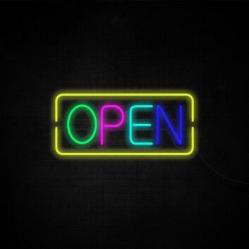 Rectangular Frame OPEN LED Neon Sign for Shops