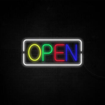 Rectangular Frame OPEN LED Neon Sign for Shops