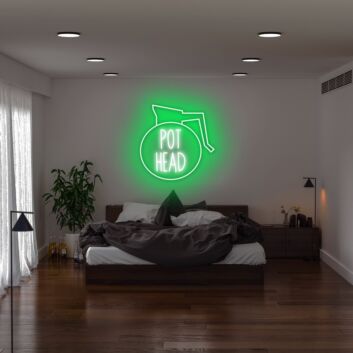Pot Head Graduation Cap LED Neon Sign