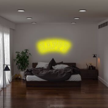 Happy Neon Sign V2 adds a cheerful atmosphere to any space