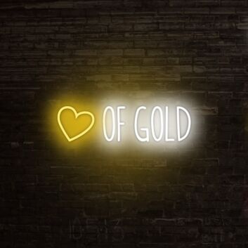 Heart Of Gold Neon Sign perfect for romantic and elegant decor