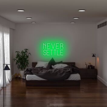 Never Settle Neon Sign for ambitious and motivational decor