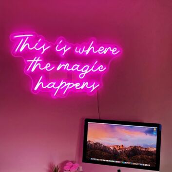 The Magic Happens Neon Sign adds whimsy to any room