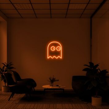 Cute Ghost with Eyes Outline LED Neon Sign