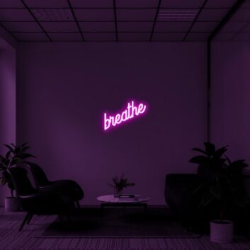 Breathe Neon Sign for Yoga and Meditation Rooms