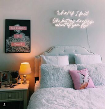 What If I Fall Neon Sign for Encouraging Spaces