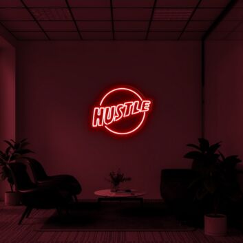 Hustle Logo Neon Sign for Motivational Spaces
