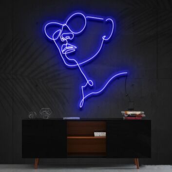Woman in Round Sunglasses Line Art LED Neon Sign