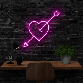 Arrow Through The Heart Neon Sign for Romantic Decor