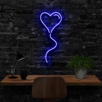Balloon Heart Neon Sign for Romantic and Playful Spaces