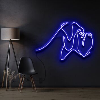 Boxer Line Art Neon Sign for Pet and Sports Enthusiasts