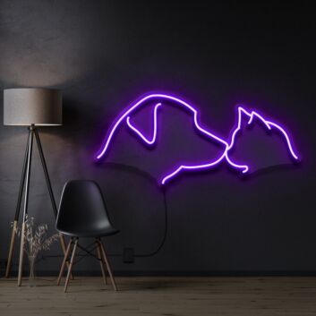 Dog and Cat Touching Noses LED Neon Sign