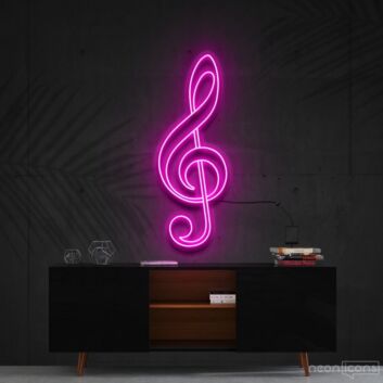 Treble Clef Neon Sign for Music Lovers and Studios