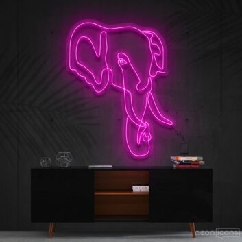 Elephant Line Art Neon Sign for Nature and Animal Lovers