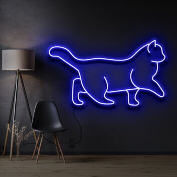 Walking Cat Neon Sign for Pet Lovers and Kids Rooms