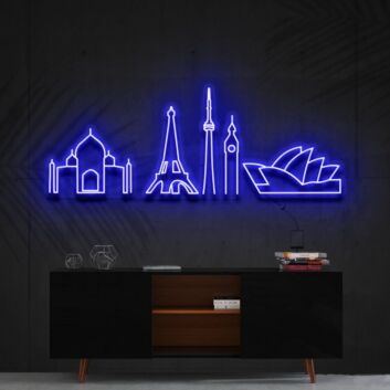 Iconic Monuments Neon Sign for Travel Lovers