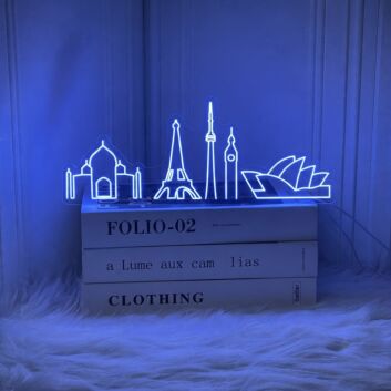 Iconic Monuments Neon Sign for Travel Lovers