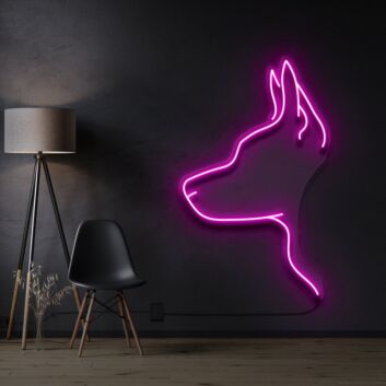 Pointed-Ear Dog Side Profile LED Neon Sign