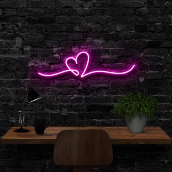 Line Art Heart Neon Sign for Romantic Settings