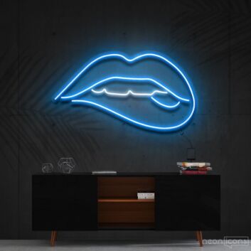 Lips Biting White Neon Sign for Modern and Bold Spaces