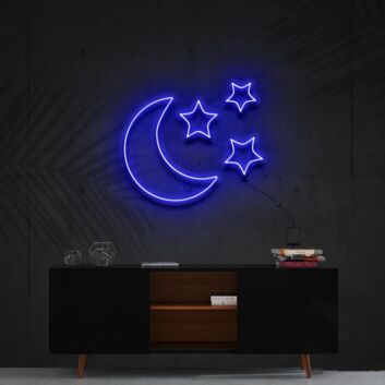 Crescent Moon and Three Stars LED Neon Sign