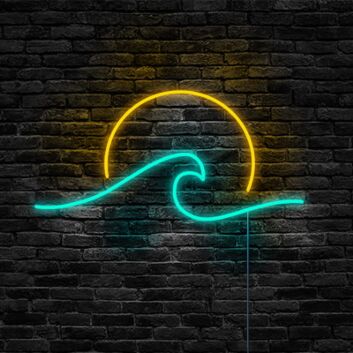 Wave Neon Sign for Nature and Coastal Decor
