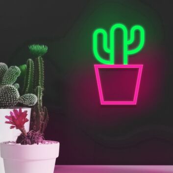 Cactus Neon Sign for Nature and Desert Themed Spaces