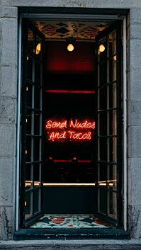 Send Nudes And Tacos Neon Sign for Playful and Food Lovers