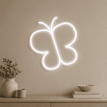 Rounded Butterfly Outline LED Neon Sign for Playful Decor