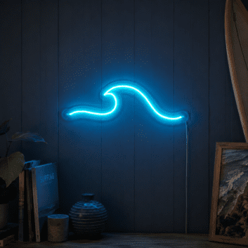 Wave Neon Sign for Coastal and Nature Themed Decor