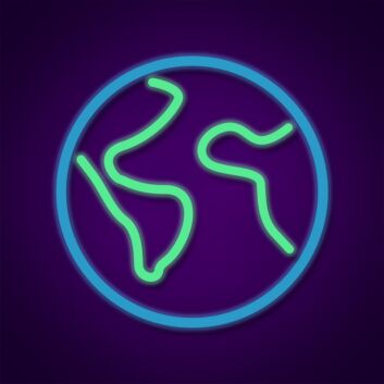 Earth Globe Outline LED Neon Sign for Space-Themed Rooms