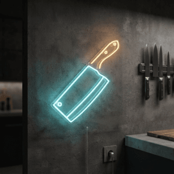 Meat Cleaver Outline LED Neon Sign