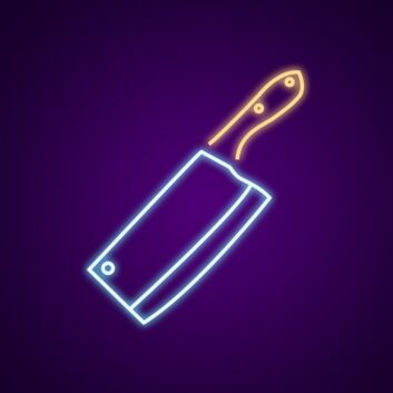 Meat Cleaver Outline LED Neon Sign